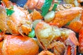 Chinese cuisine Ã¢â¬â fried lobster with ginger and Chinese onion Royalty Free Stock Photo